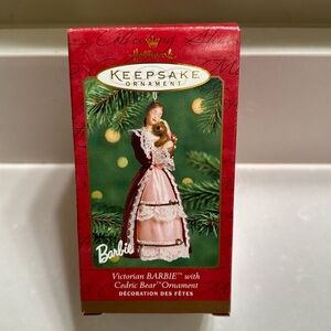 Victorian Barbie with Cedric Bear Ornament from Hallmark dated 2001